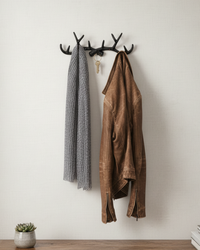 Deer Antler Cast Iron Wall Hook 