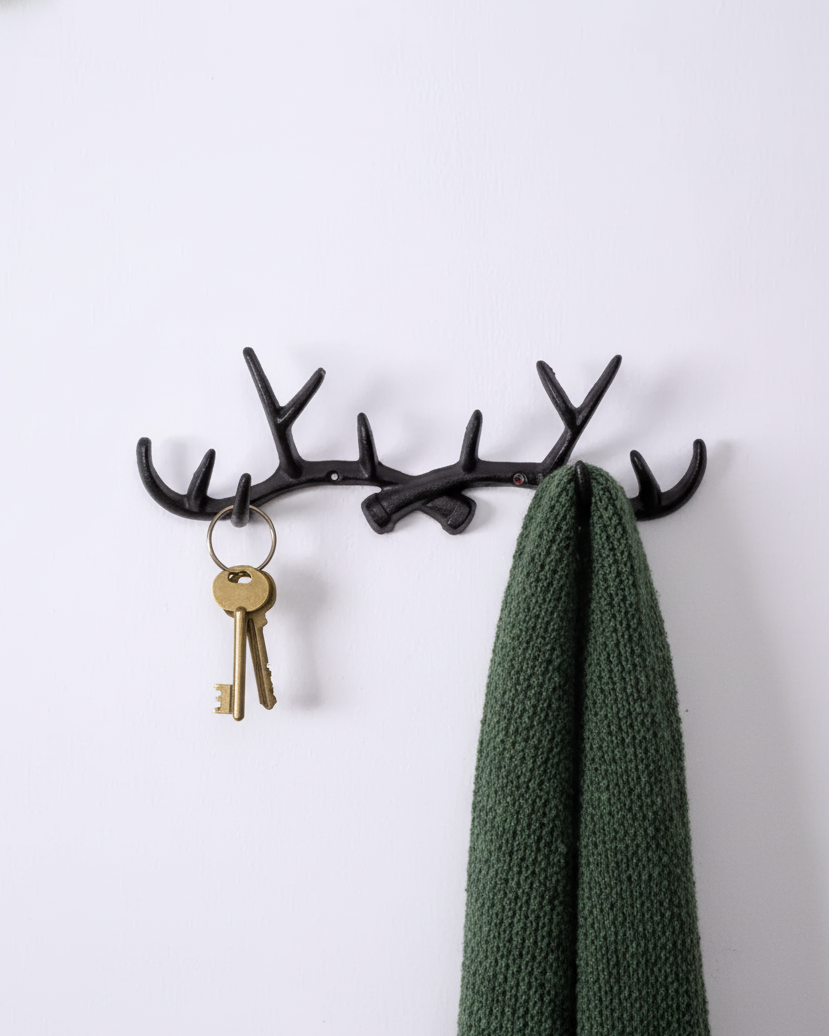 Deer Antler Cast Iron Wall Hook 
