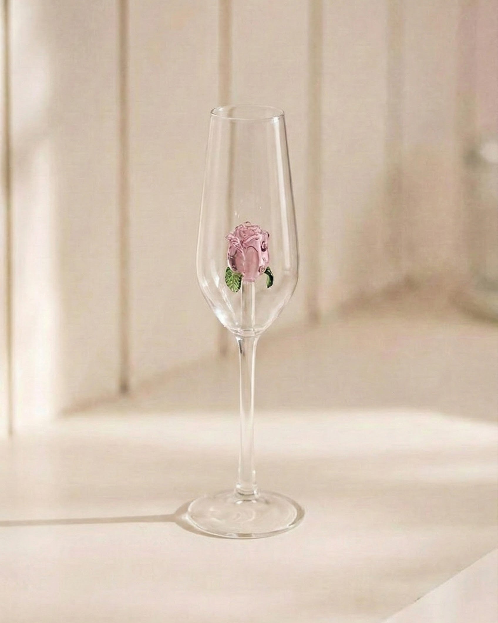 Rose Bloom Champagne Flute Glass 