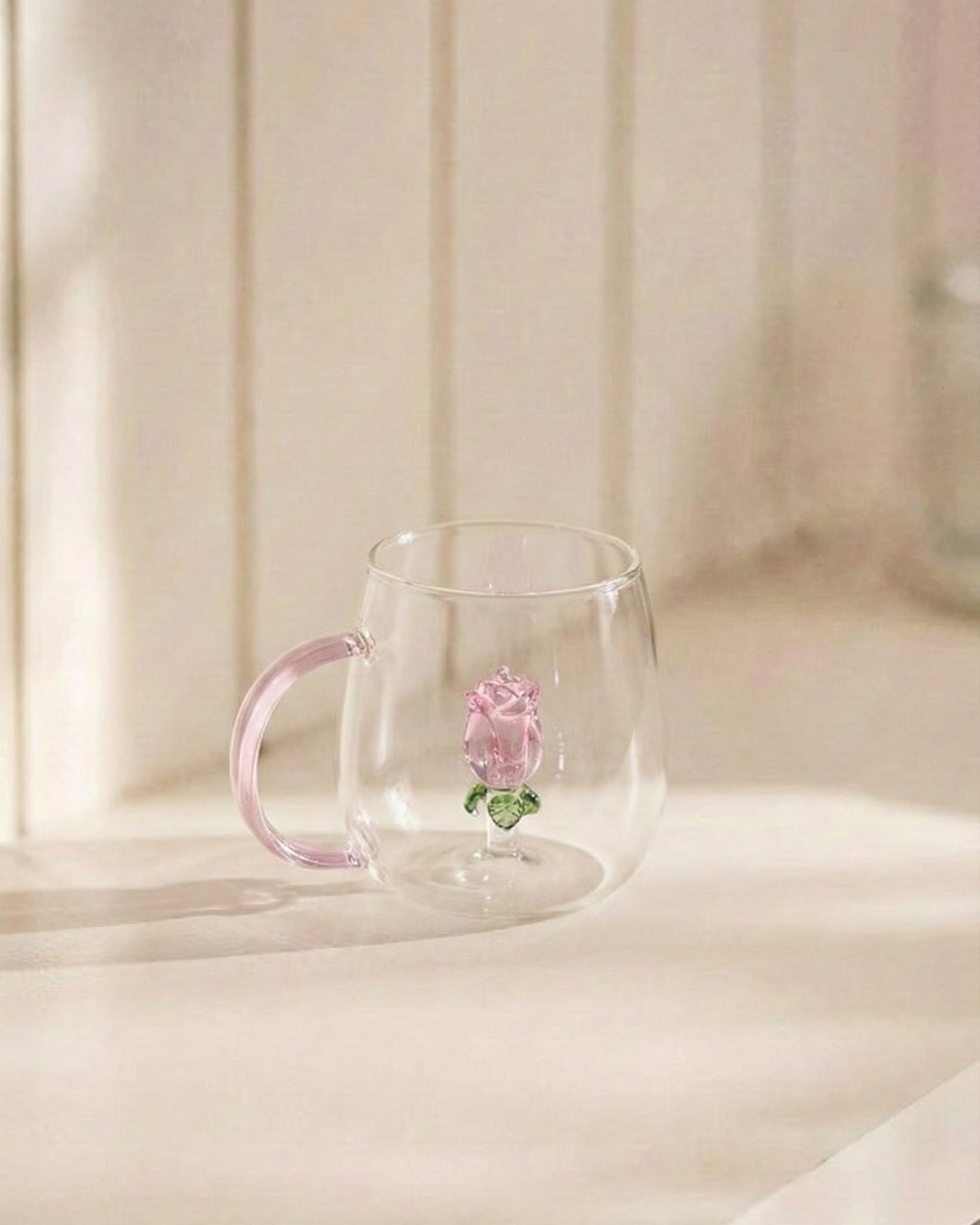 Rose Bloom Glass Mug 