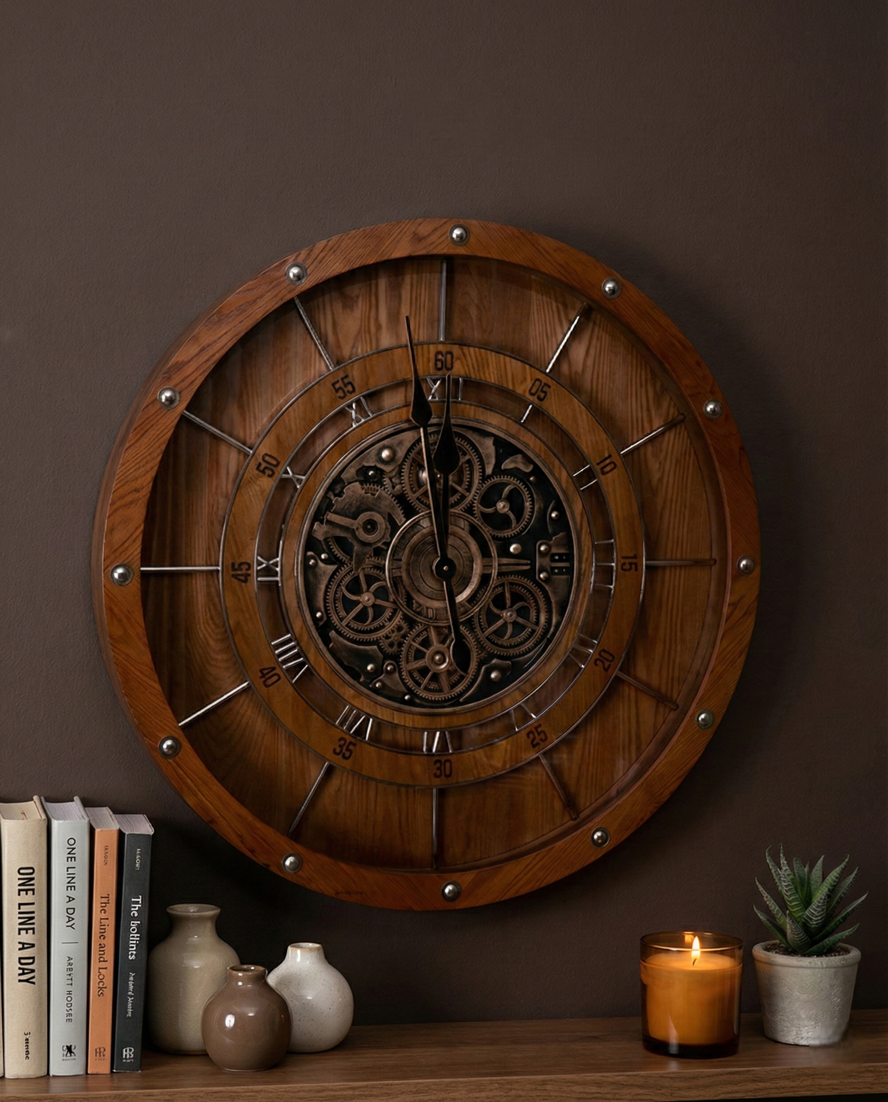 Rustic Gear Wall Clock 