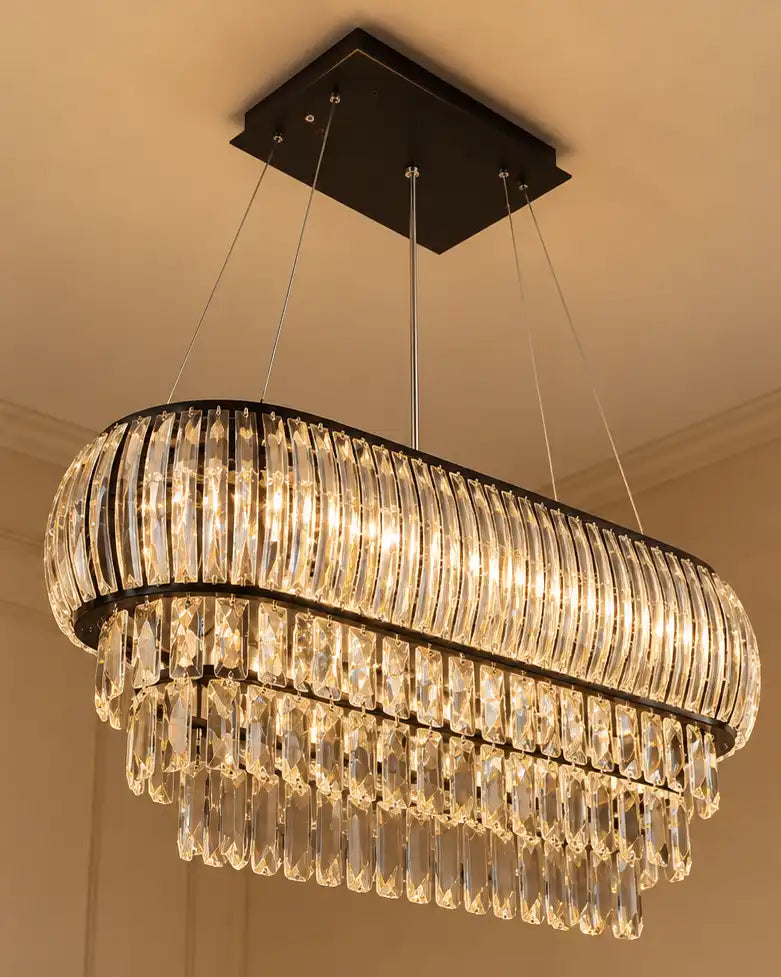 Grand Tiered Crystal Bar Chandelier - Smoke