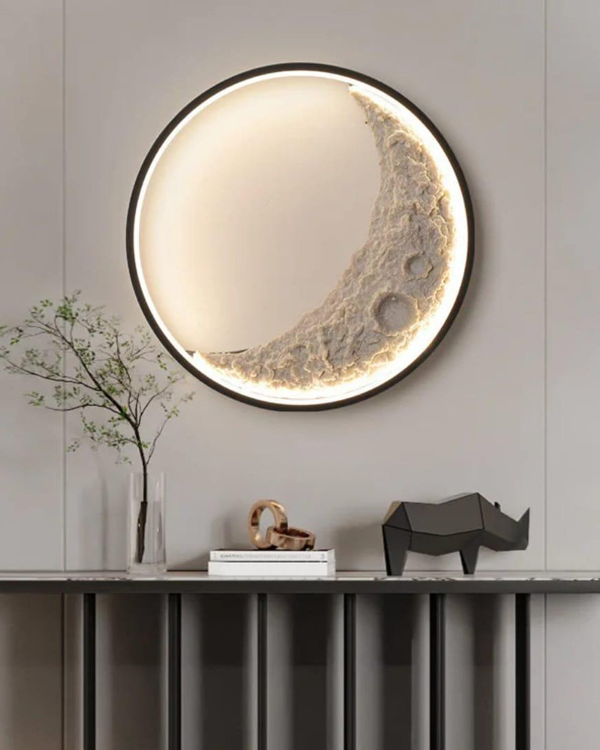 Crescent 3D Moon Textured Art Wall Light 