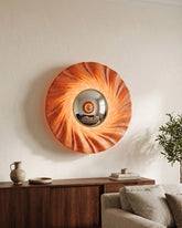 Sunburst Illuminated Mirror Wall Light - Orange 