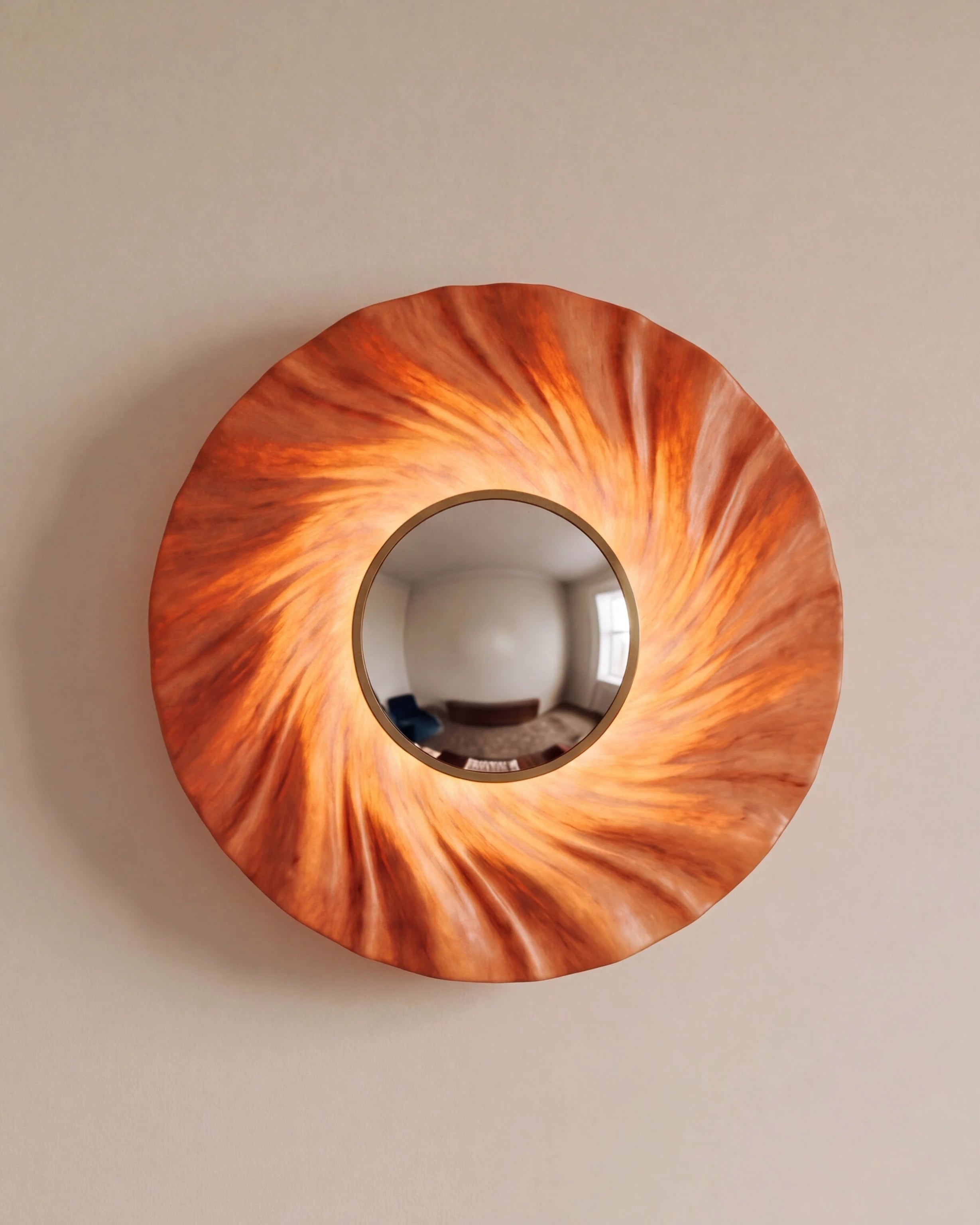 Sunburst Illuminated Mirror Wall Light - Orange