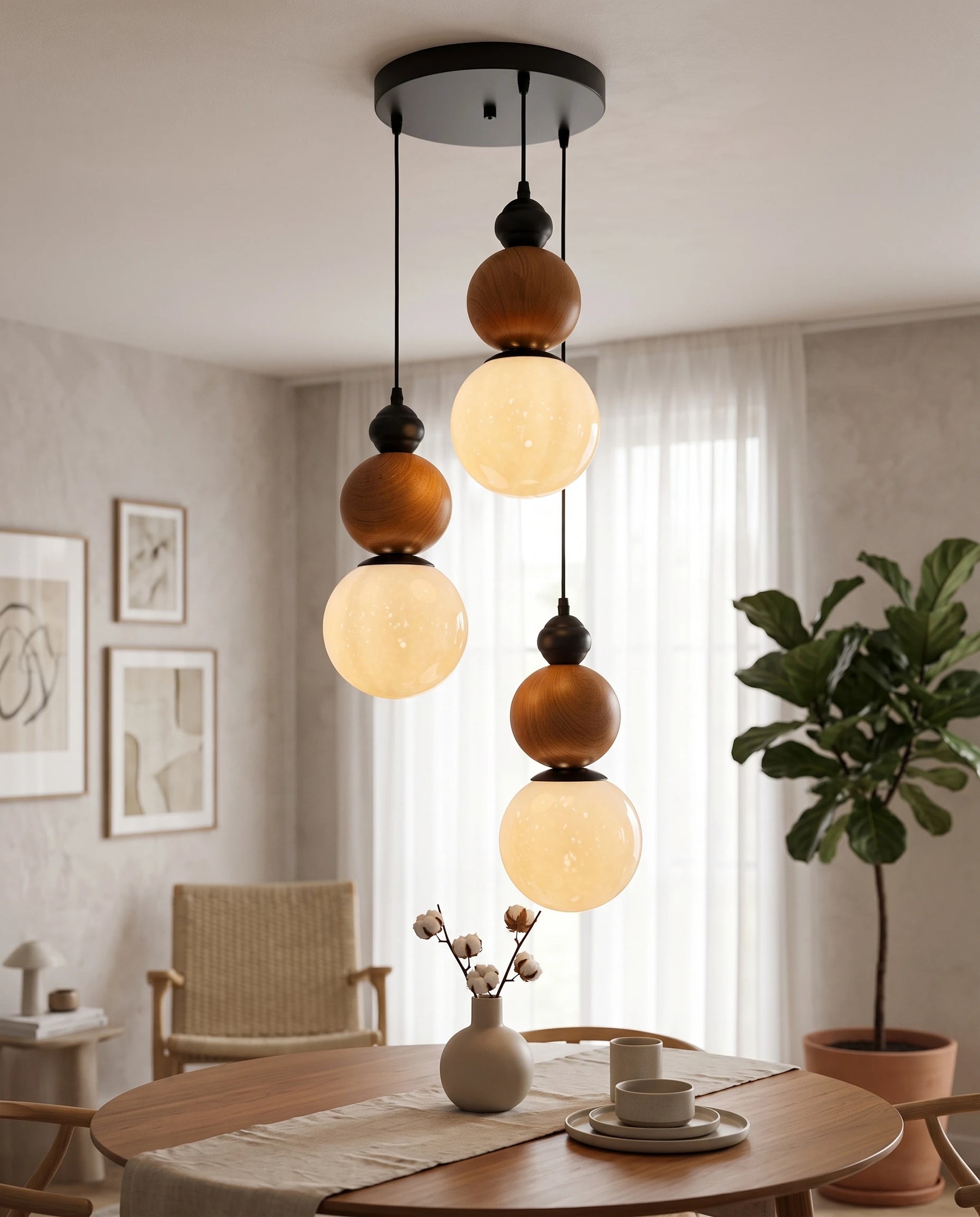 Rustic Bead Pendant Light 