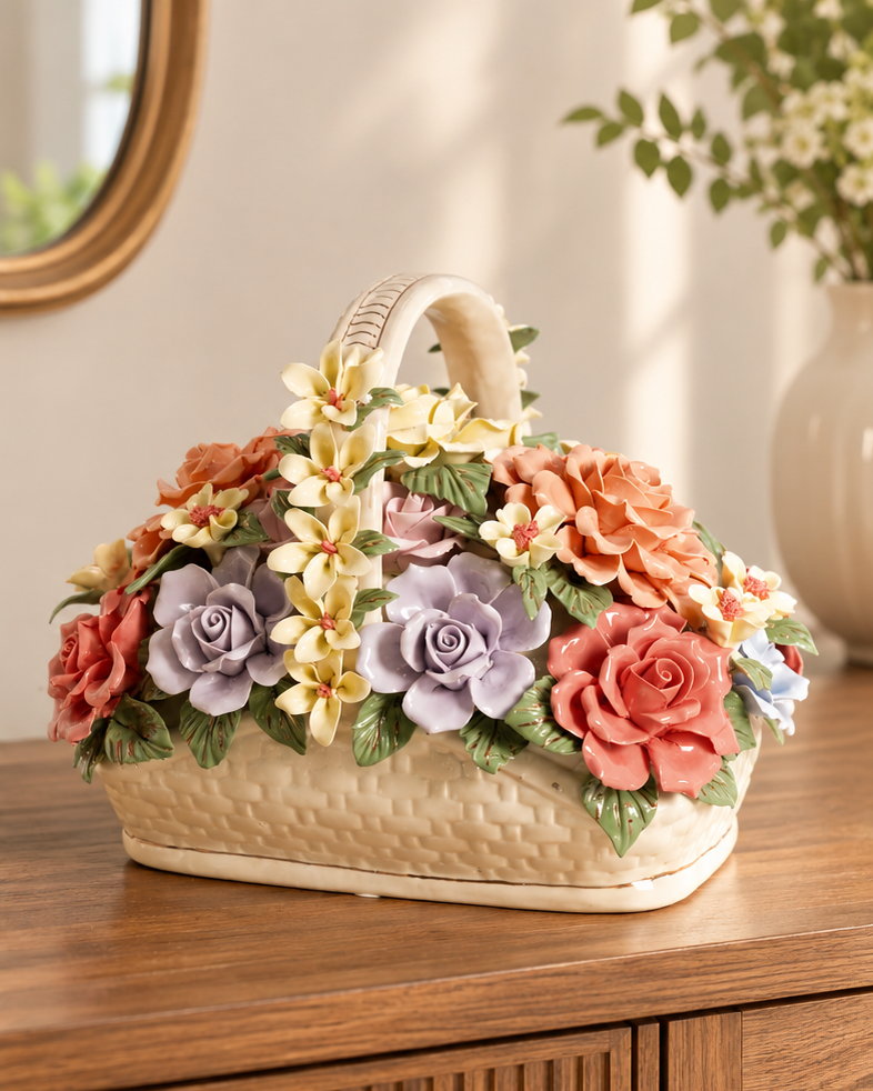 Provence Trough Flower Basket Tabletop Decor