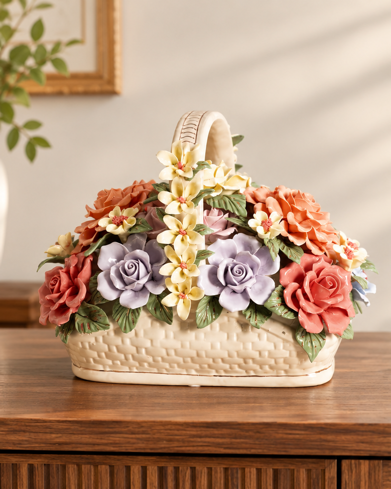 Provence Trough Flower Basket Tabletop Decor