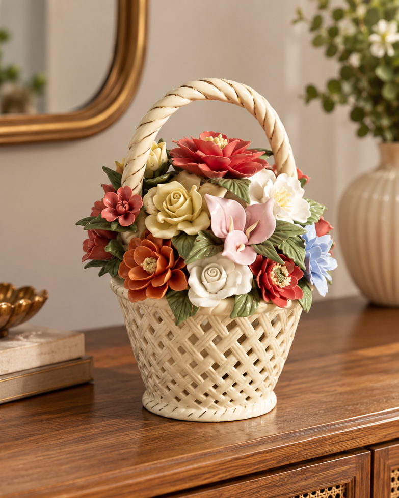 Tivoli Latticed Flower Basket Tabletop Decor