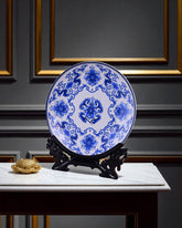 Blue Lotus Harmony Decorative Plate - 14" 