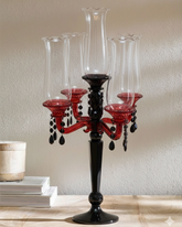Crimson Noir 5-Arms Glass Candelabra 