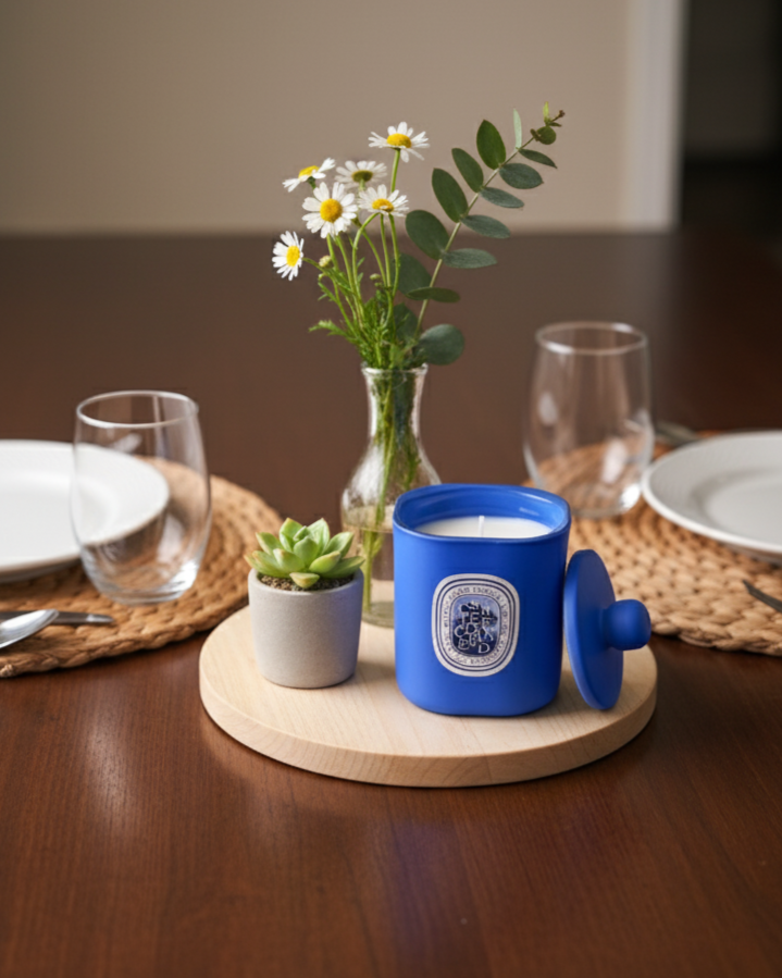 Velour Flame Aroma Candle - Blue