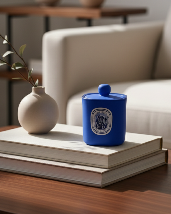 Velour Flame Aroma Candle - Blue 