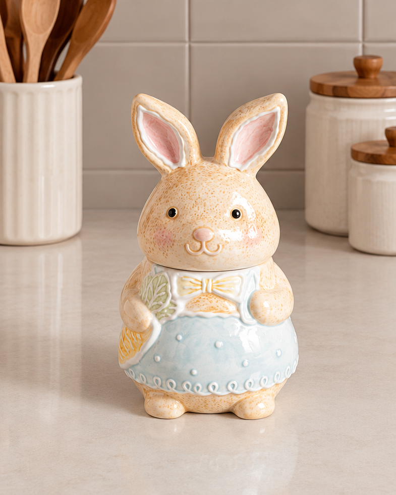 Spring Bunny Kitchen Storage Jar - Blue