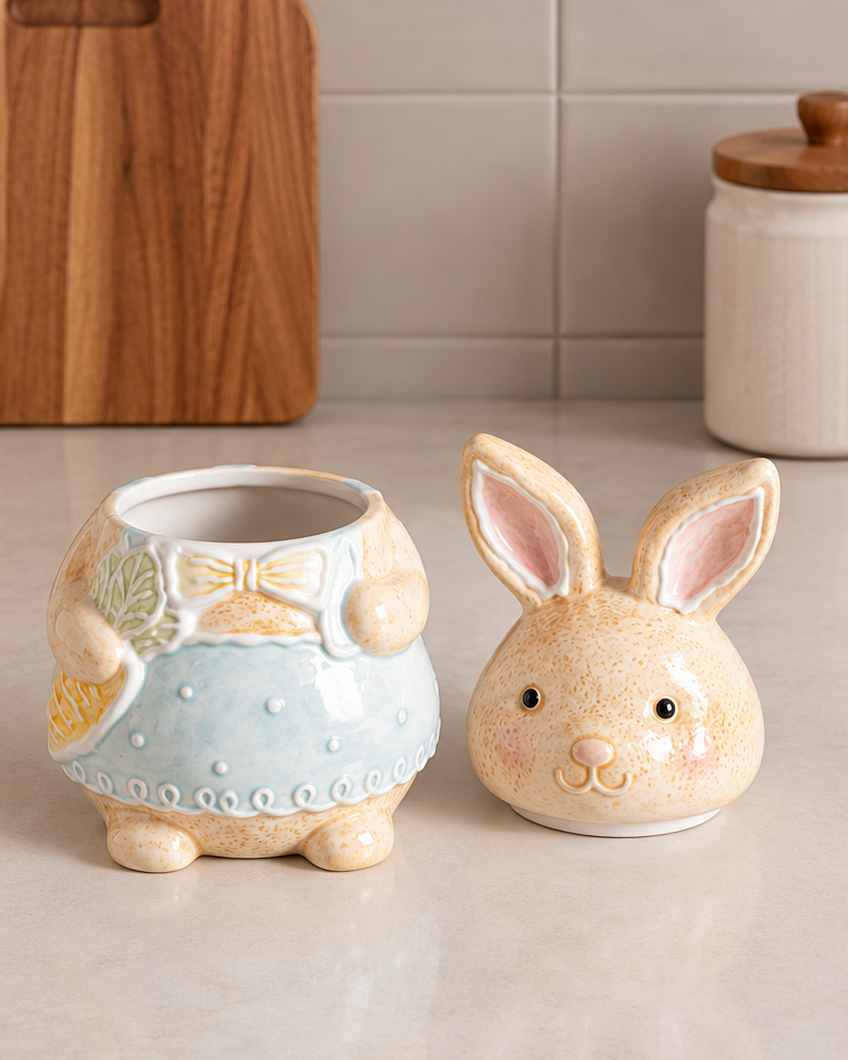 Spring Bunny Kitchen Storage Jar - Blue
