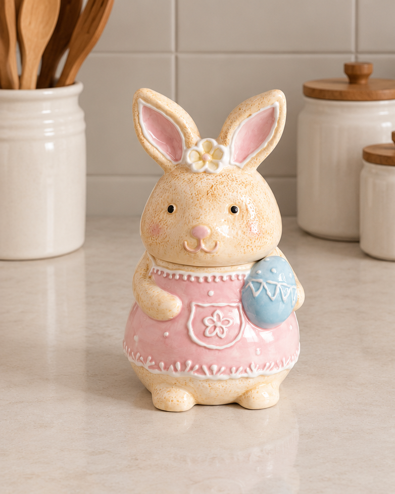 Spring Bunny Kitchen Storage Jar - Pink