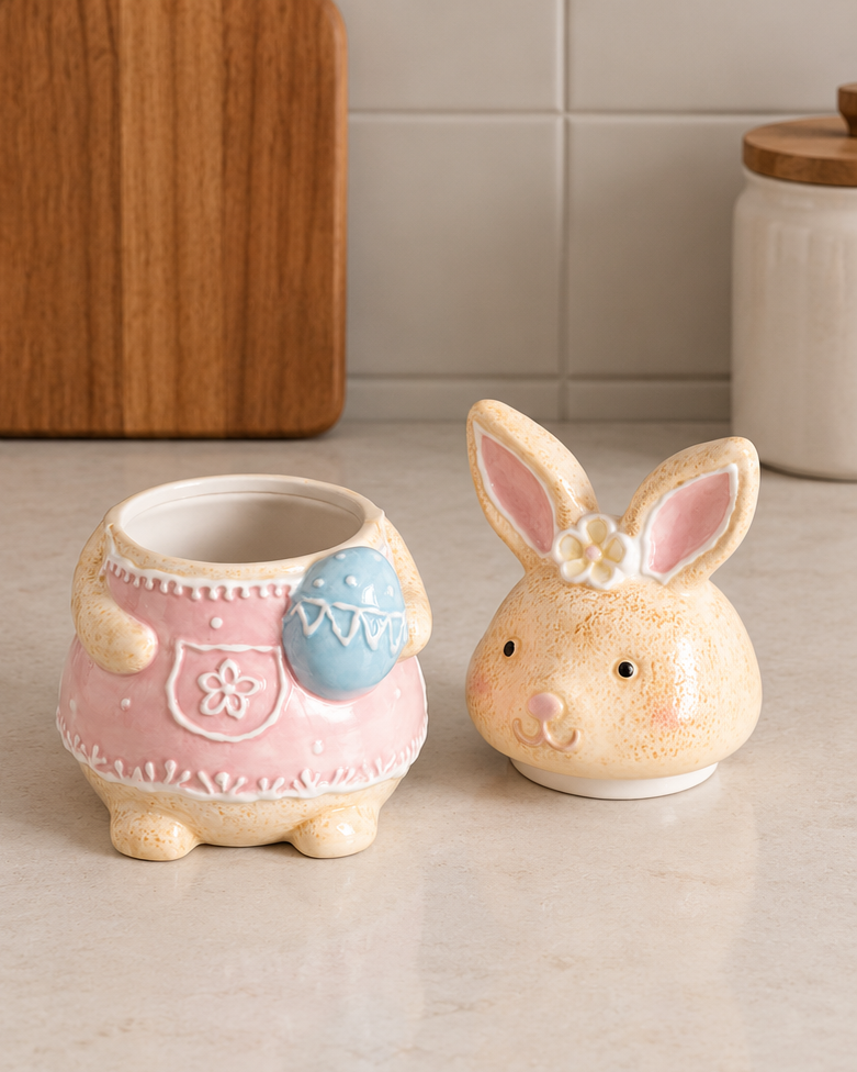 Spring Bunny Kitchen Storage Jar - Pink