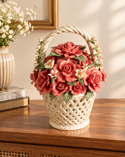 Venetian Latticed Flower Basket Tabletop Decor