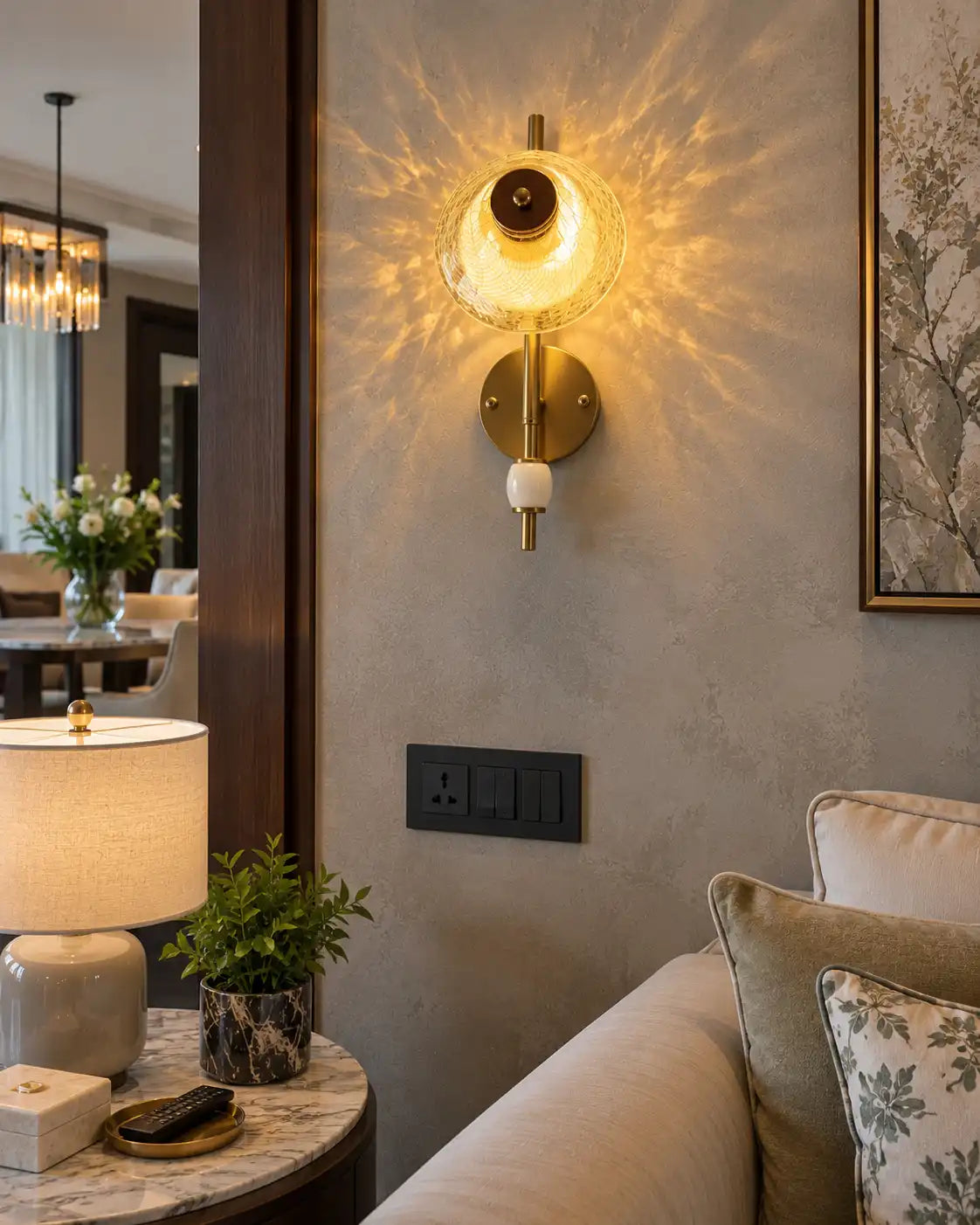 Orb Textured Glass Wall Sconce
