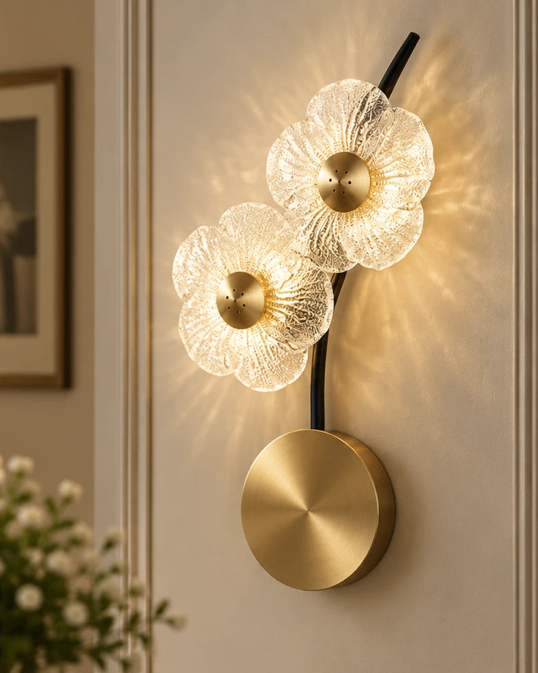 Floral Bloom Double Wall Light - Clear