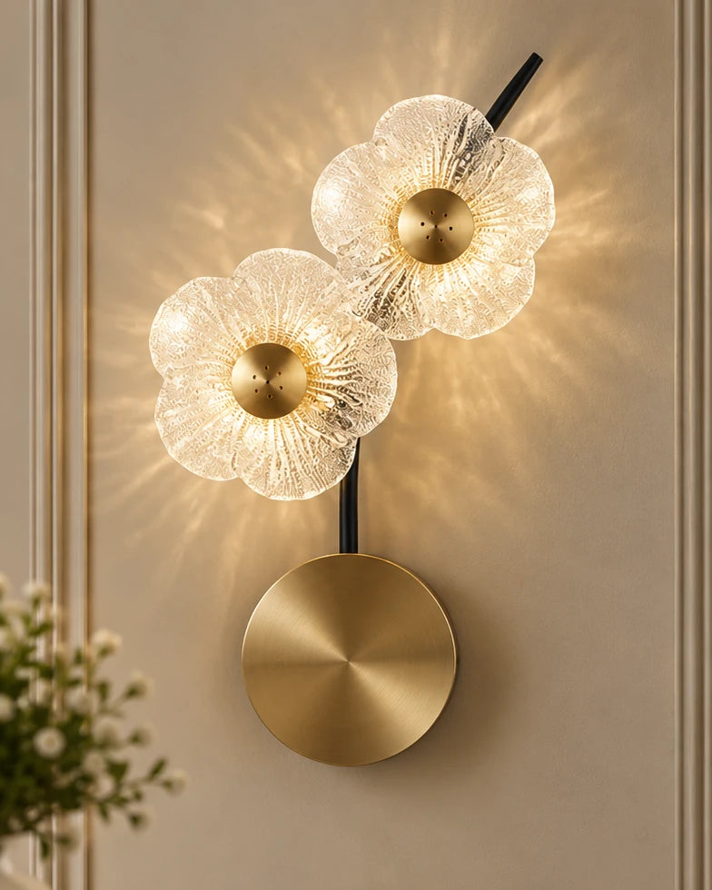 Floral Bloom Double Wall Light - Clear