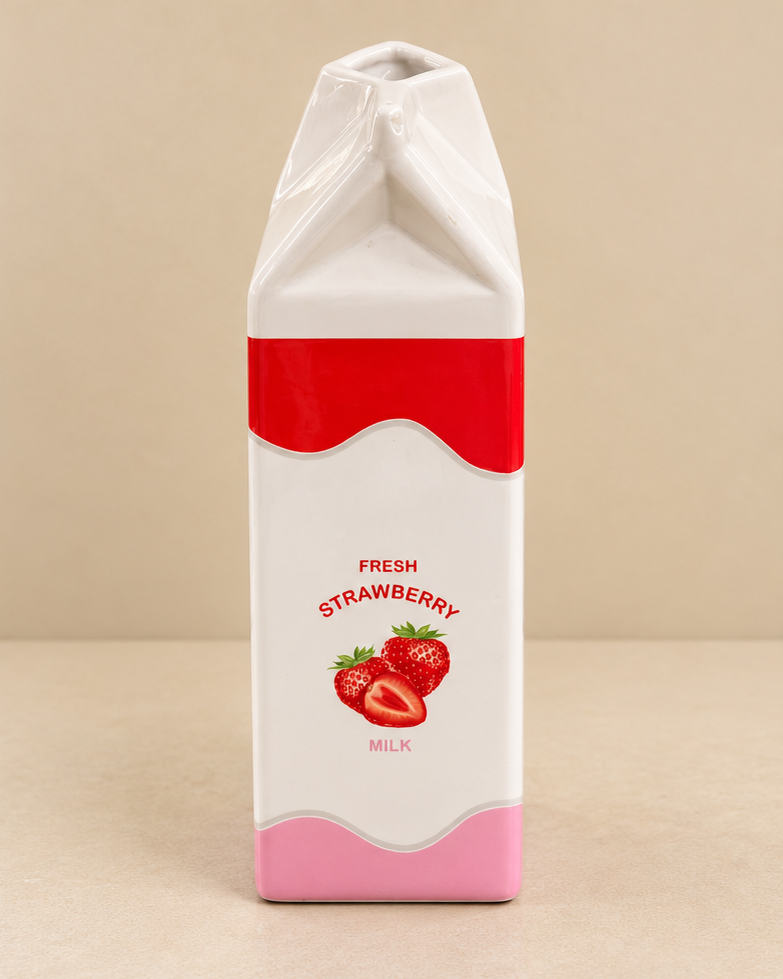 All Natural Strawberry Juice Ceramic Carton Vase