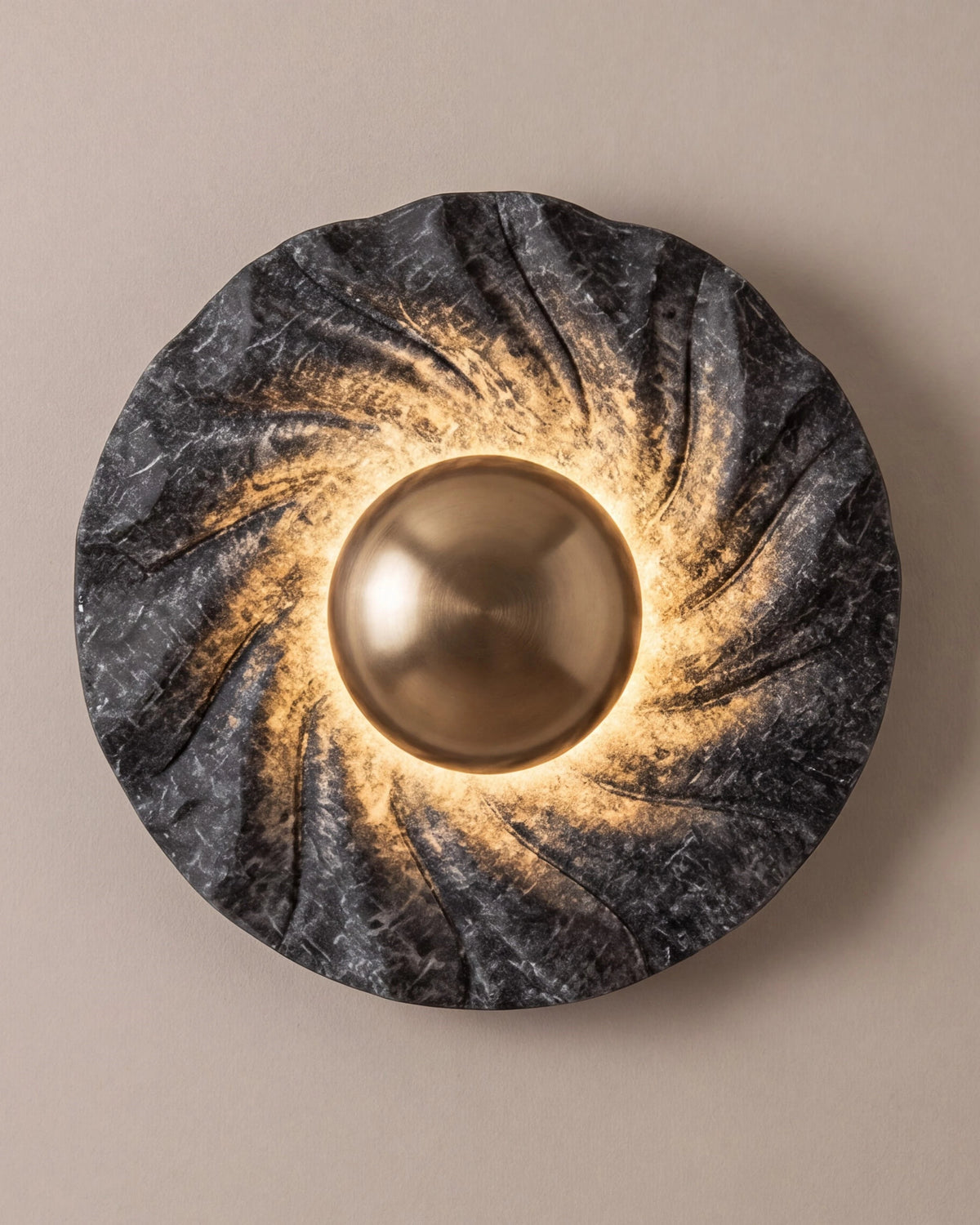 Sunburst Illuminated Mirror Wall Light - Black