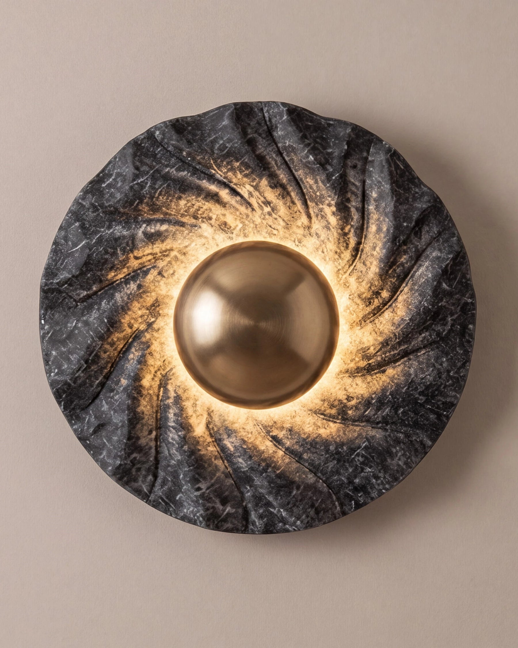 Sunburst Illuminated Mirror Wall Light - Black 