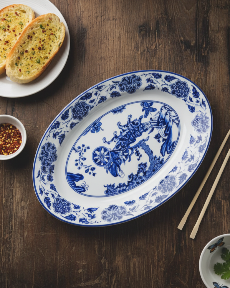Blue & White Willow Bone China Platter 