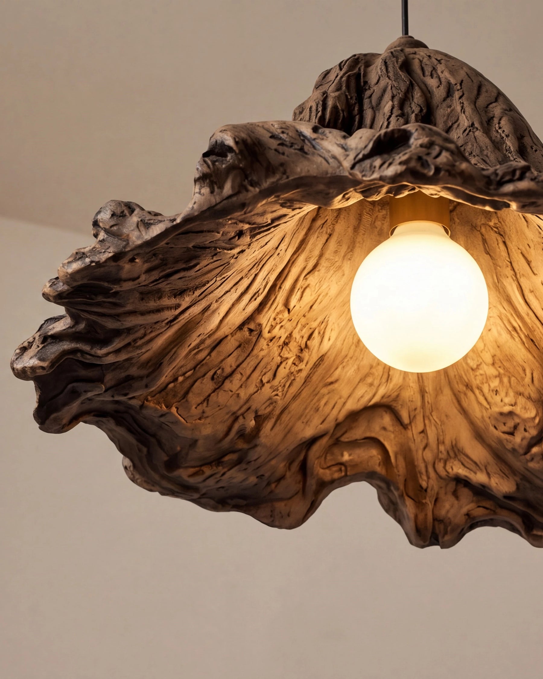 Rustic Tree Bark Pendant Light 