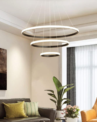 Orbit Ring LED Chandelier - Black - 3 Lights