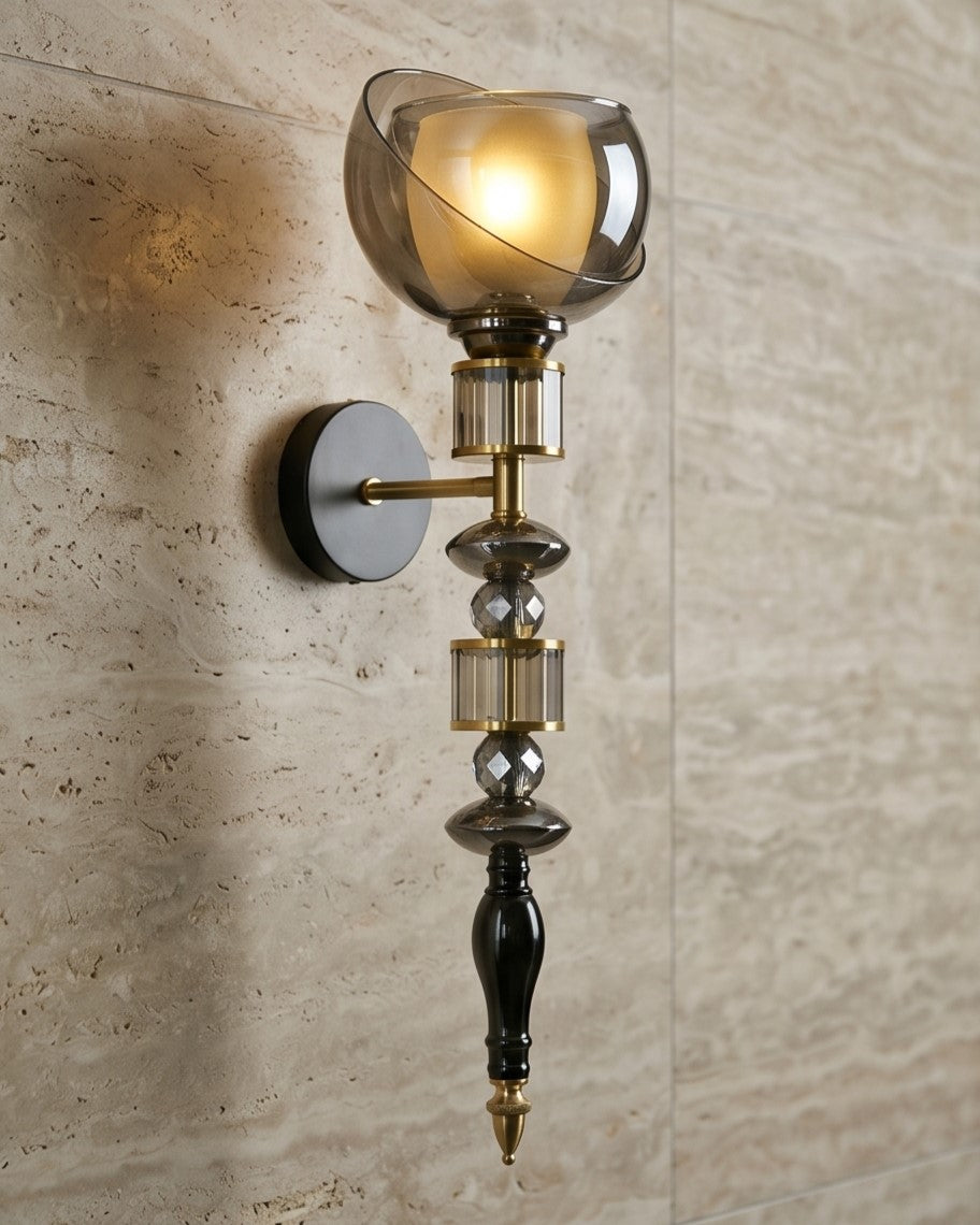 Auréve Crystal Brass Wall Sconce - Smoky 