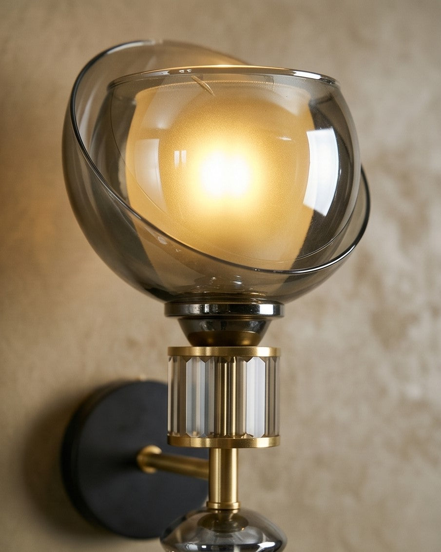 Auréve Crystal Brass Wall Sconce - Smoky 