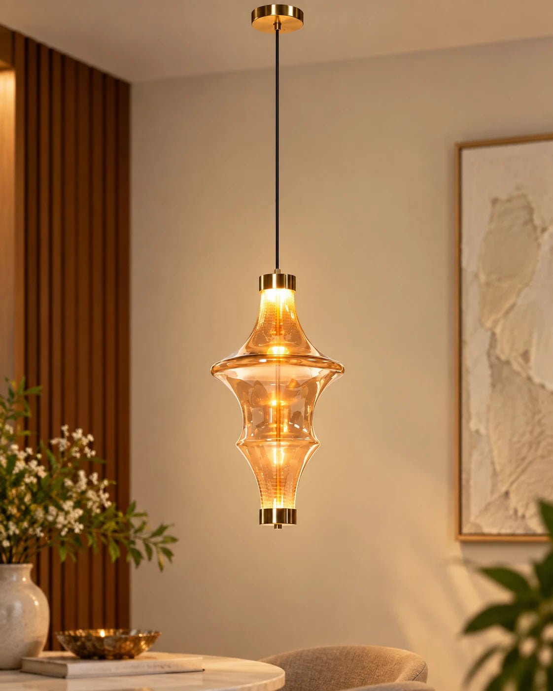 Veyra Amber Glass Pendant Light