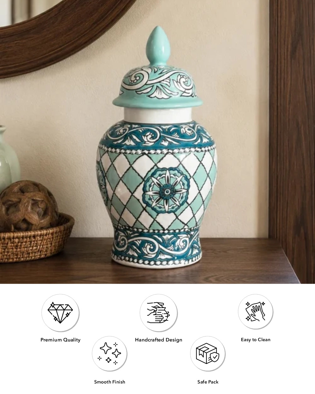 Aqua Trellis Temple Jar 