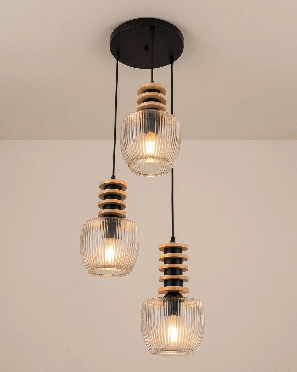 Ribbed Barrel Pendant Light 