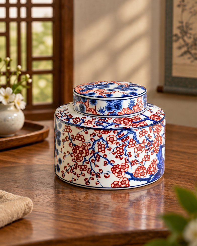 The Crimson Blossom Imari-Style Kitchen Canister