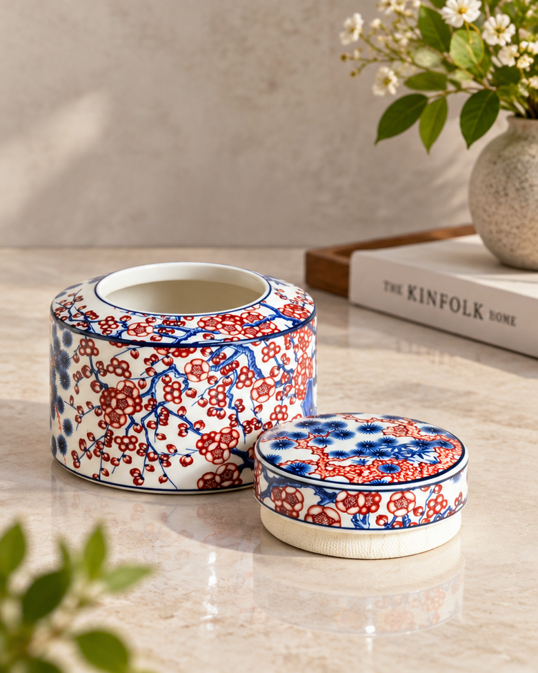 The Crimson Blossom Imari-Style Kitchen Canister