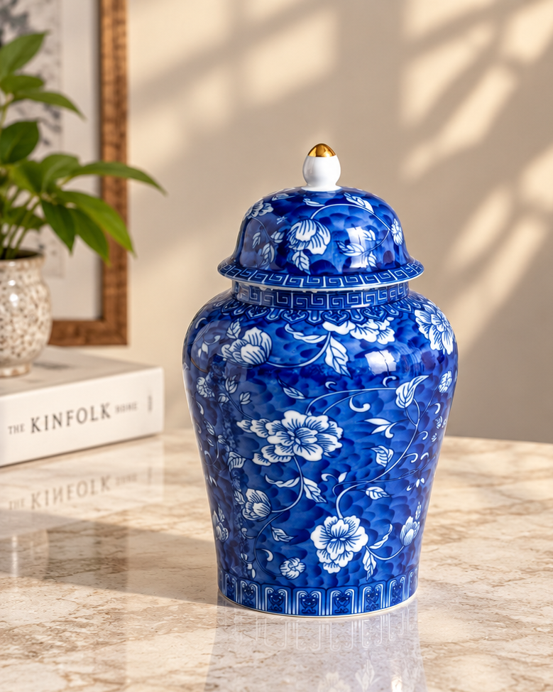 The Cobalt Blossom Kitchen Canister