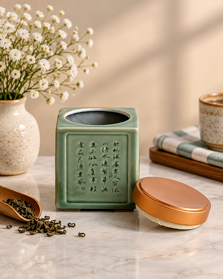Heritage Bamboo Celadon Kitchen Canister
