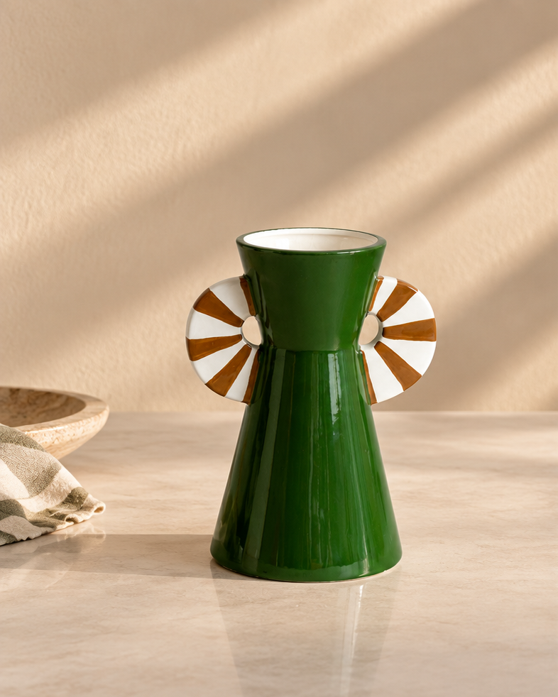 The Emerald Sunburst Ceramic Vase