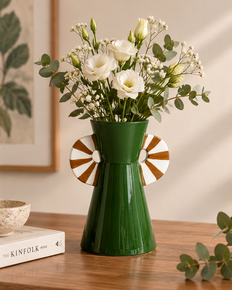 The Emerald Sunburst Ceramic Vase