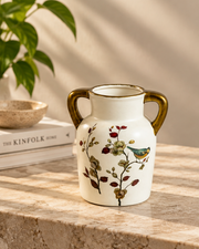 The Gilded Songbird Ceramic Vase