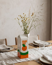Orange Juice Ceramic Carton Vase