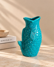 The Sculptural Koi Ceramic Vase -  Turquoise
