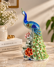 Majestic Garden Decorative Peacock Figurine - Green