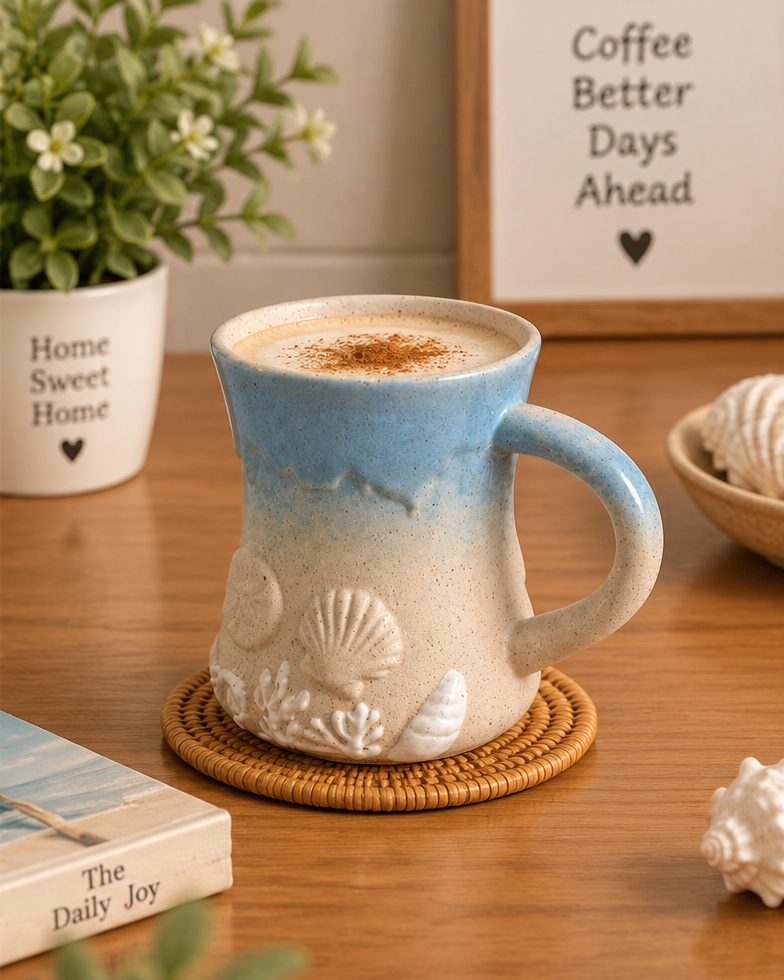Seaside Echoes Shell & Coral Ceramic Mug