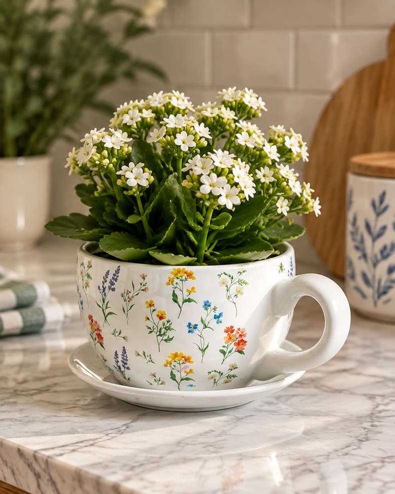 Meadow Bloom Cup & Saucer Planter