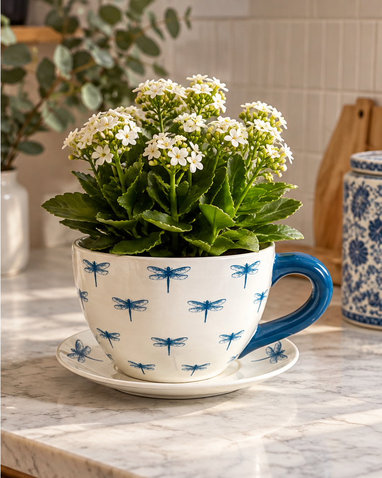 Dragonfly Cup & Saucer Planter