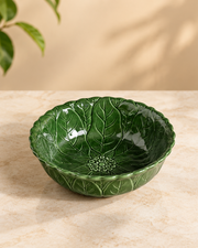 Verdant Foliage Ceramic Serving Bowl
